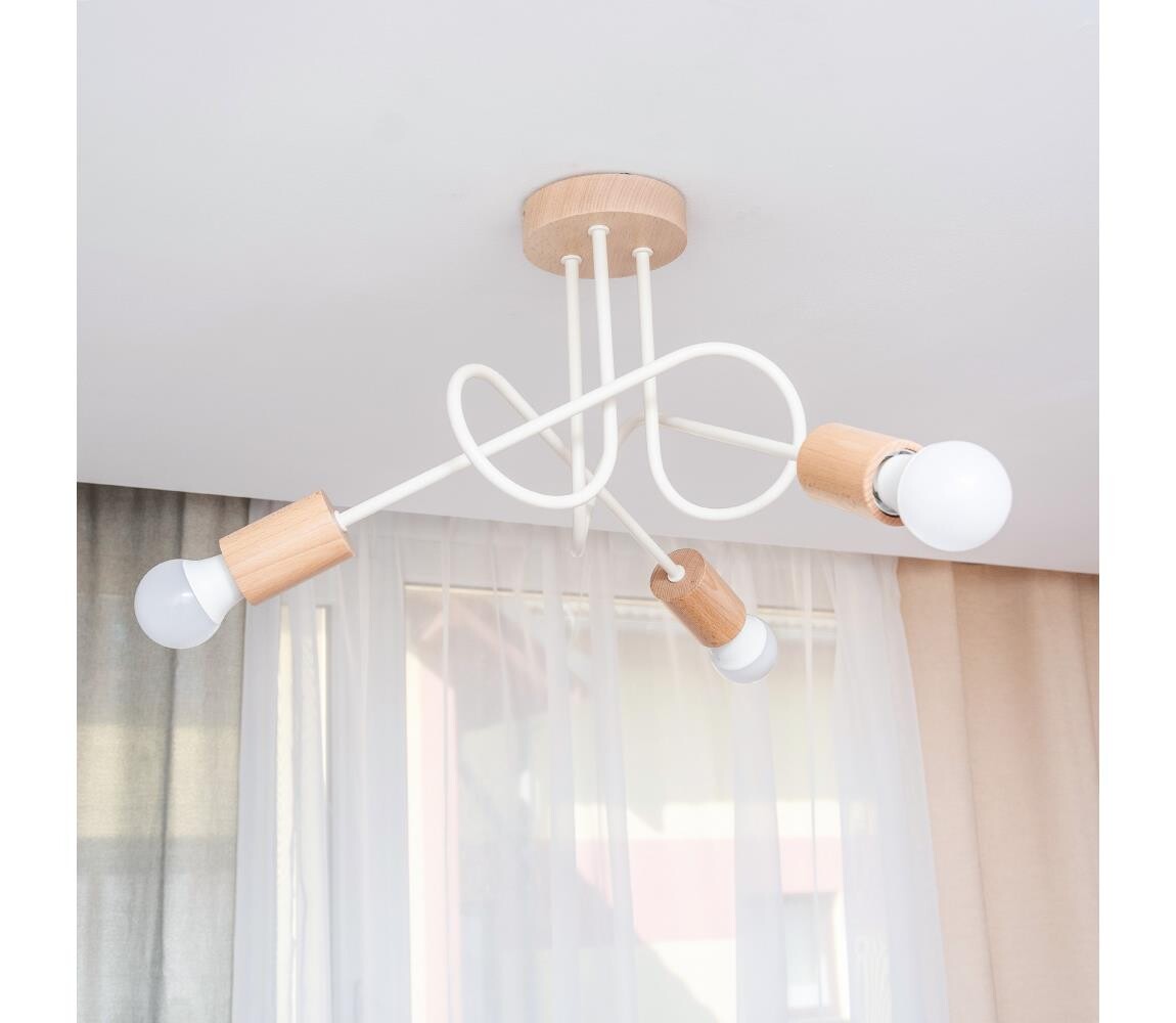 Přisazený lustr OXFORD 3xE27/15W/230V borovice/krémová