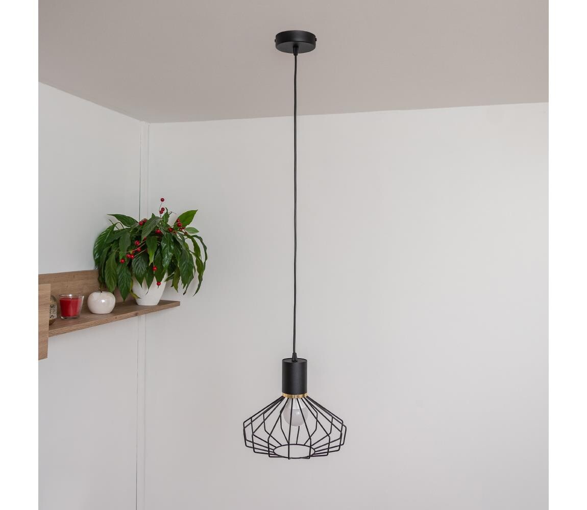 Lustr na lanku SOLANO 1xE27/15W/230V černá/zlatá