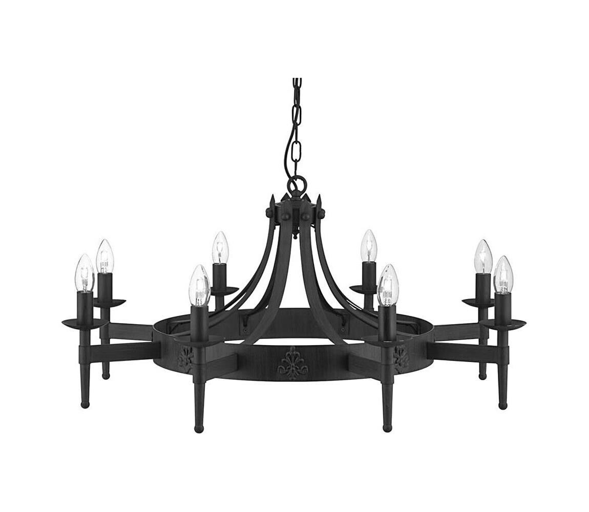 Searchlight Searchlight 2428-8BK - Lustr na řetězu CARTWHEEL 8xE14/60W/230V černá