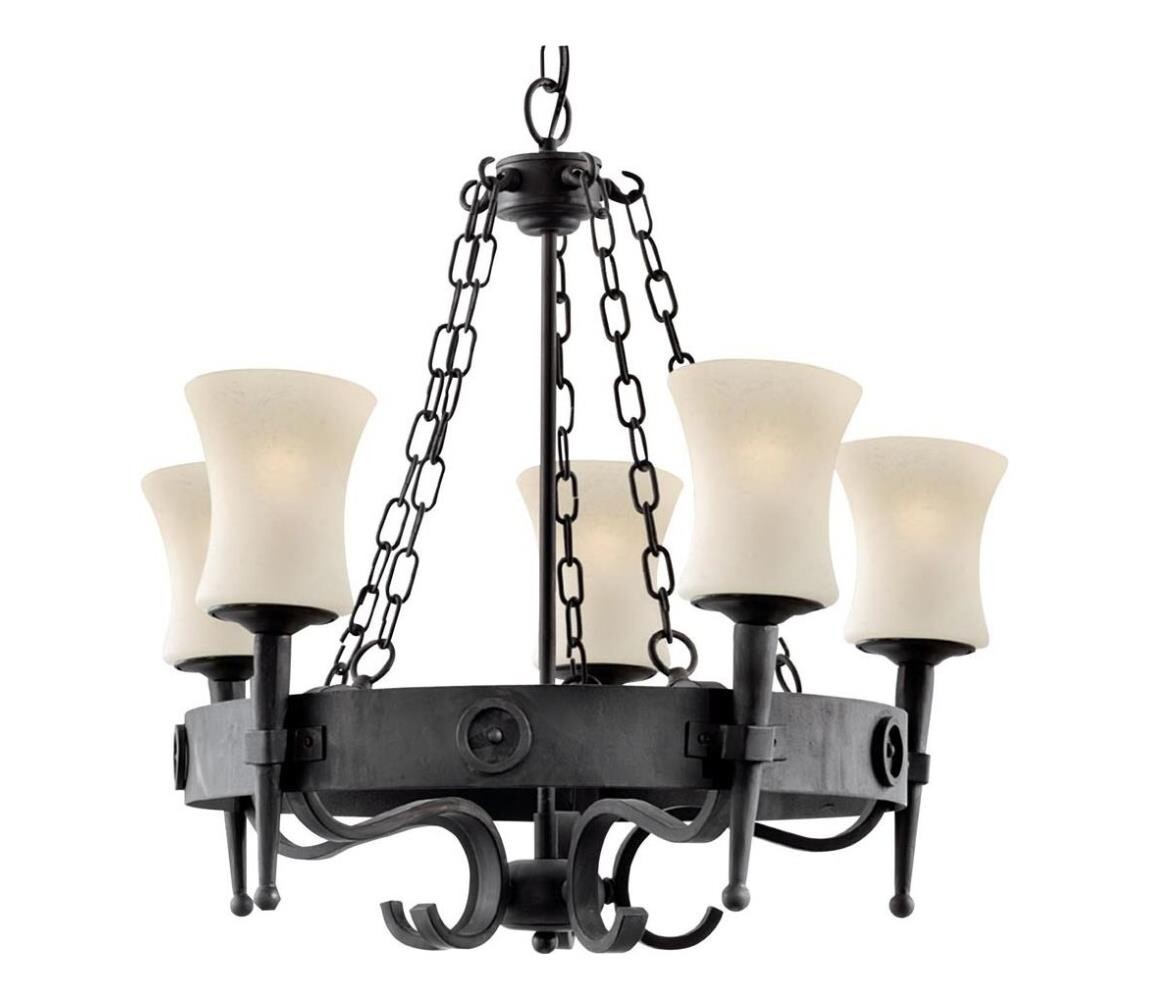 Searchlight Searchlight 0815-5BK - Lustr na řetězu CARTWHEEL 5xE27/60W/230V černá