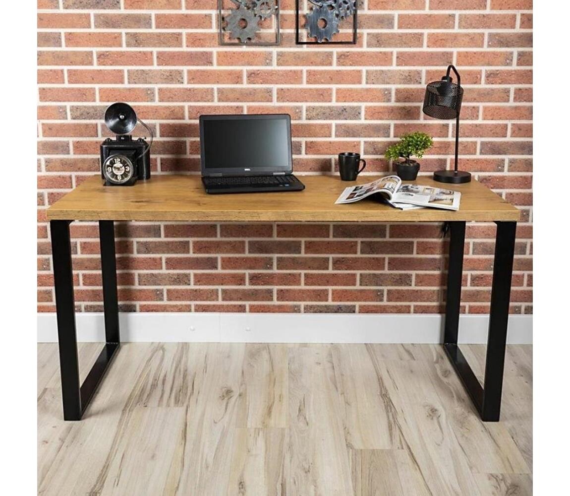 HowHomely Pracovní stůl BLAT 160x60 cm černá/hnědá
