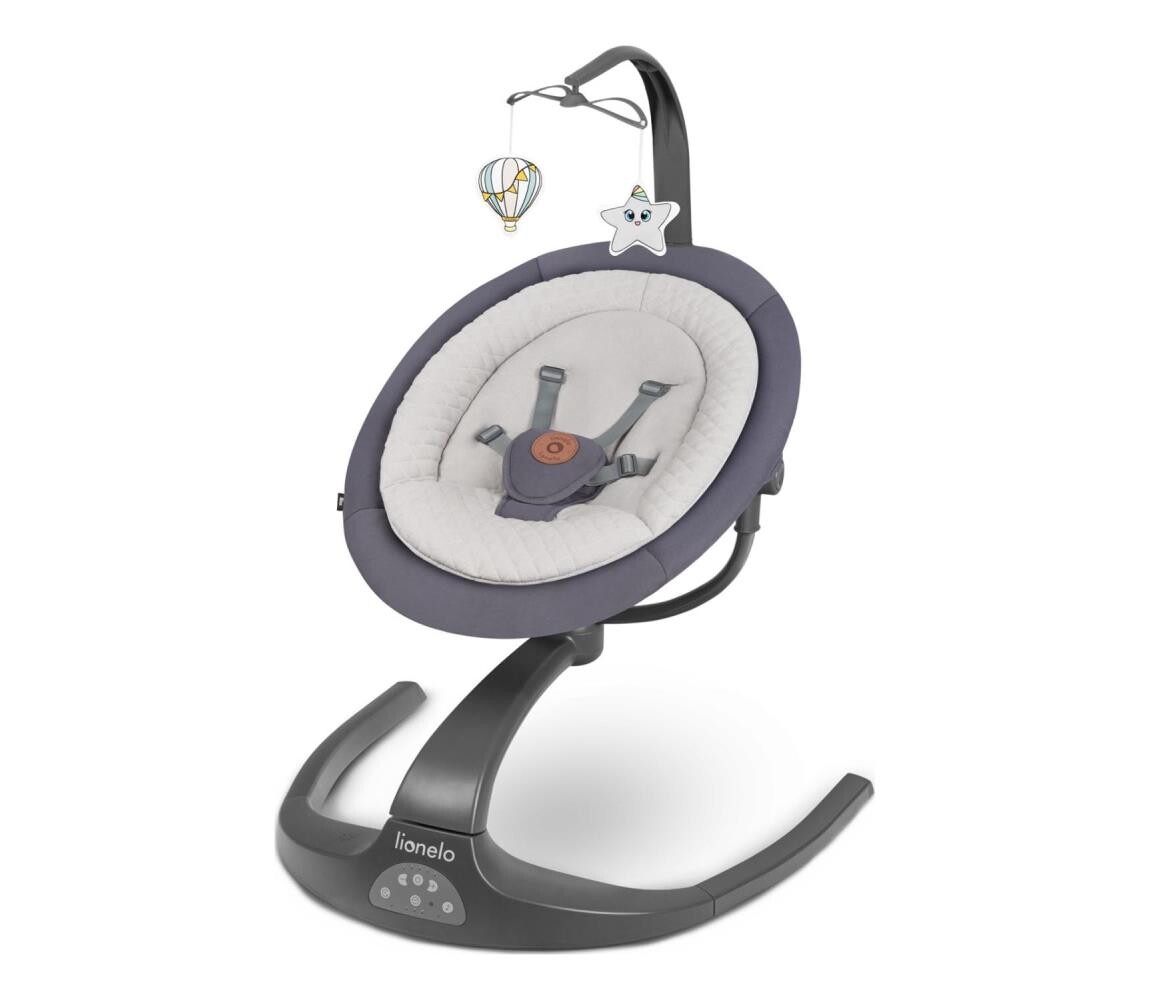 Lionelo Lionelo - Dětské houpátko s melodií RINA 4xAA Grey Concrete + dálkové ovládání