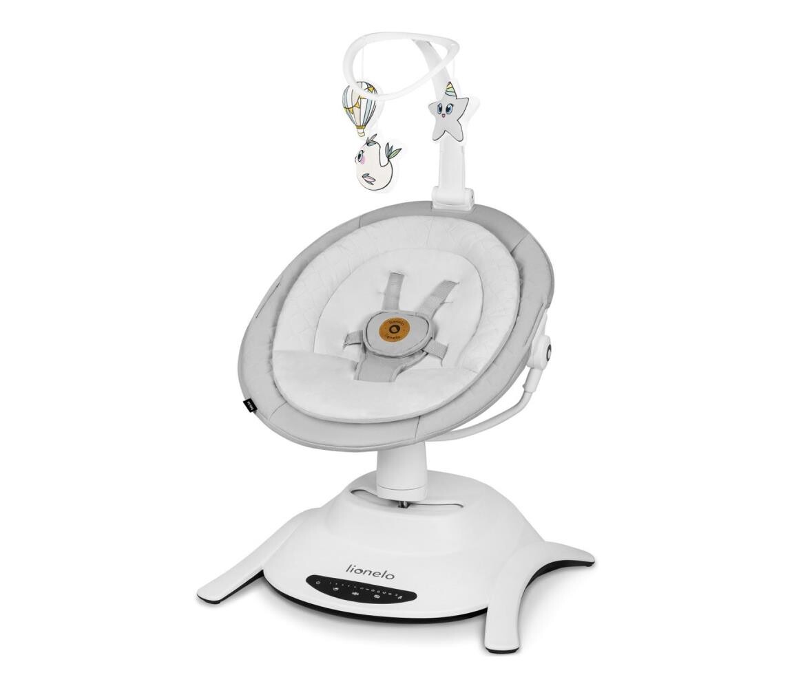 Lionelo Lionelo - Dětské houpátko s melodií BELLA Grey Concrete + dálkové ovládání