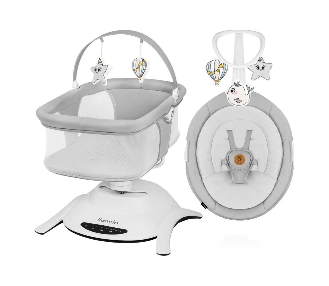 Lionelo Lionelo - Dětské houpátko s melodií 2v1 BELLA Grey Concrete + dálkové ovládání