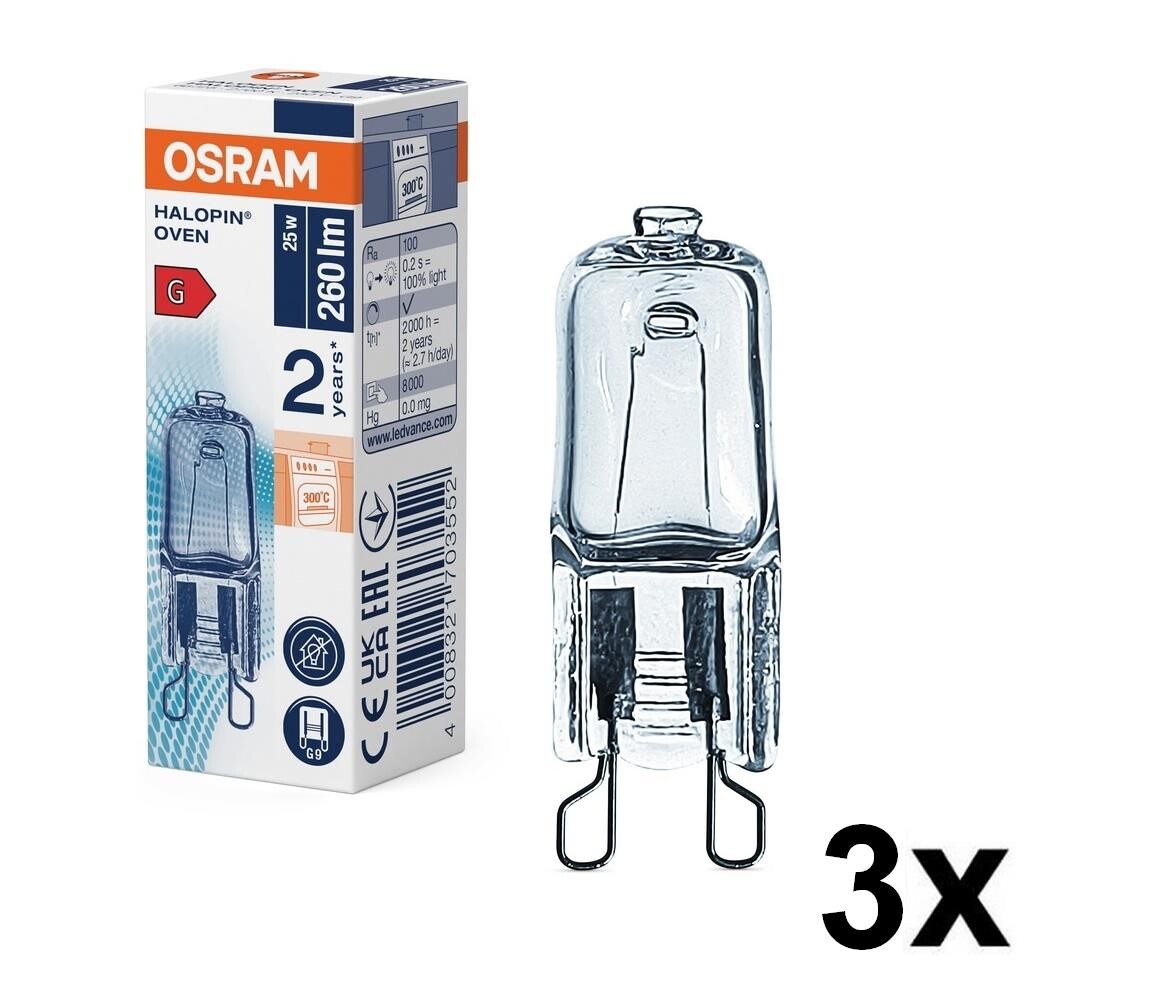 Osram SADA 3x Žárovka do trouby HALOPIN G9/25W/230V 2700K - Osram