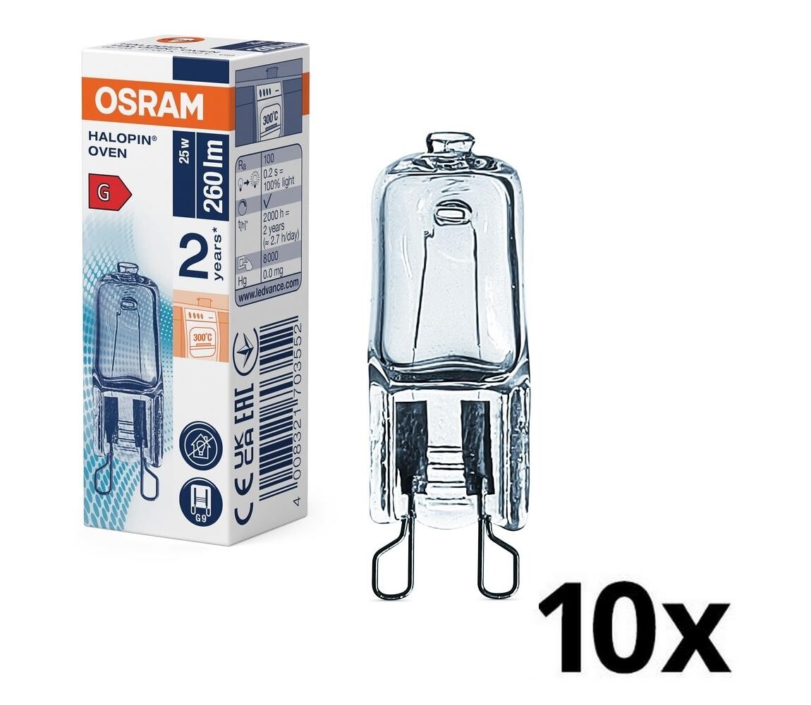 Osram SADA 10x Žárovka do trouby HALOPIN G9/25W/230V 2700K - Osram