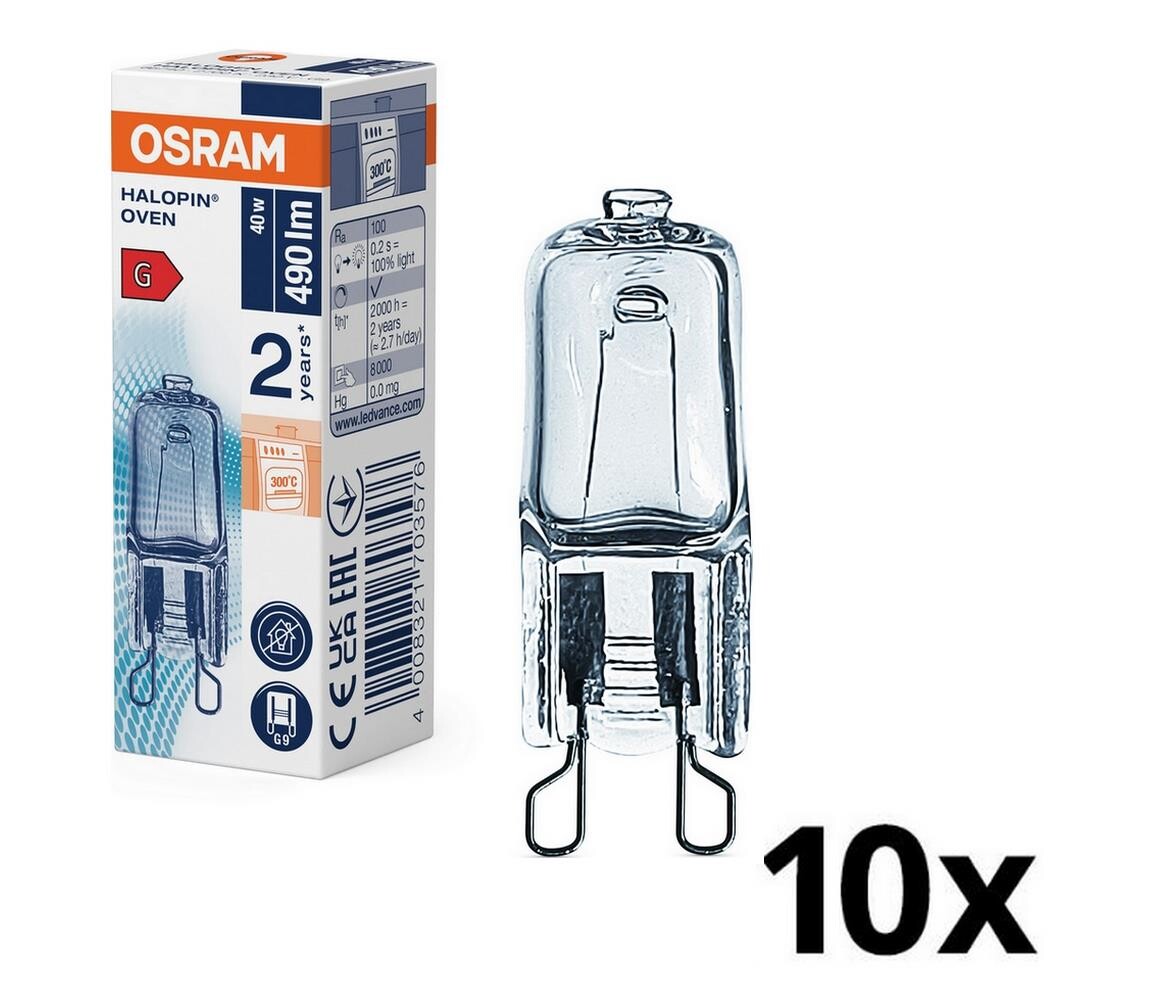 Osram SADA 10x Žárovka do trouby HALOPIN G9/40W/230V 2700K - Osram