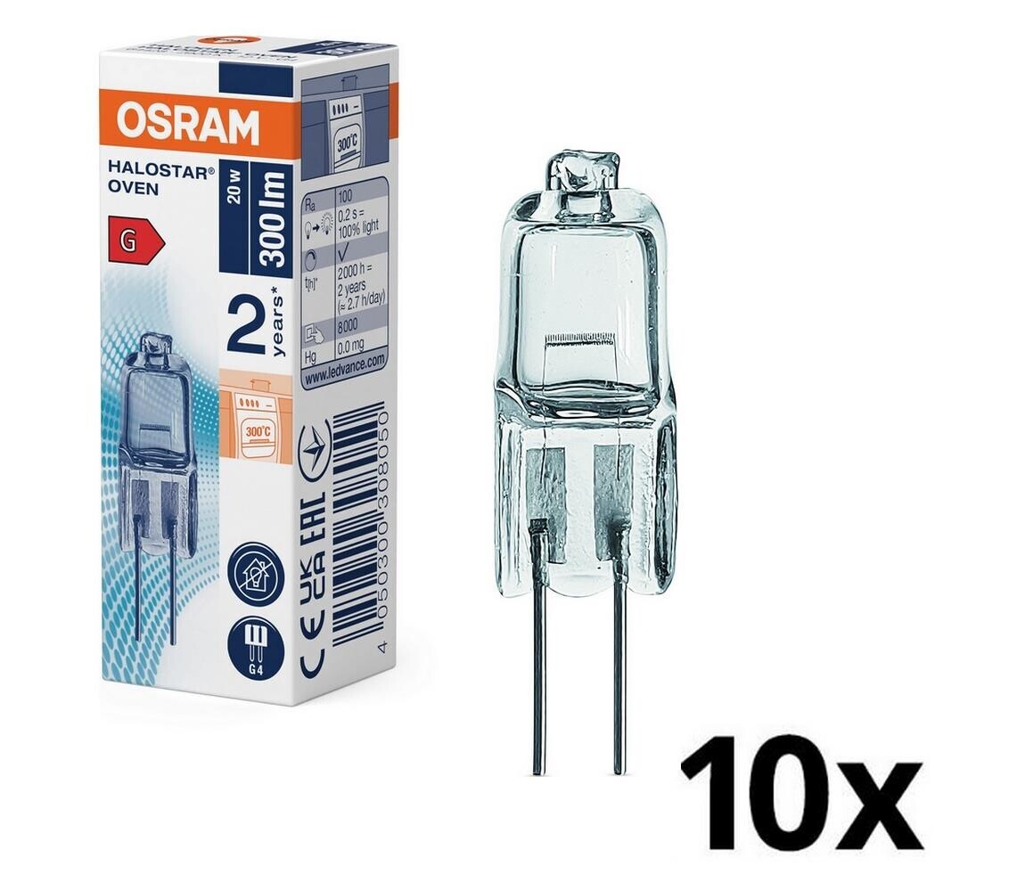 Osram SADA 10x Žárovka do trouby HALOSTAR G4/20W/12V 2700K - Osram