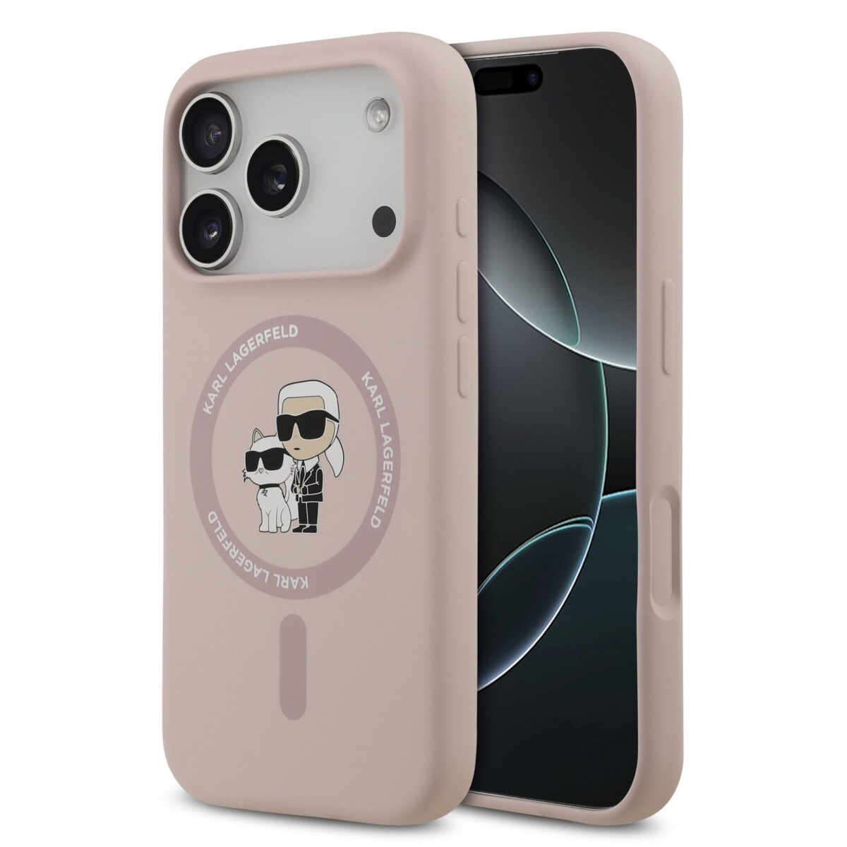 Zadní kryt Karl Lagerfeld Liquid Silicone Karl and Choupette MagSafe pro iPhone 17 Pro Pink