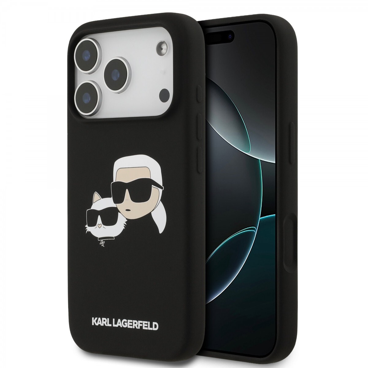 Zadní kryt Karl Lagerfeld Liquid Silicone Double Heads MagSafe pro iPhone 17 Pro Black