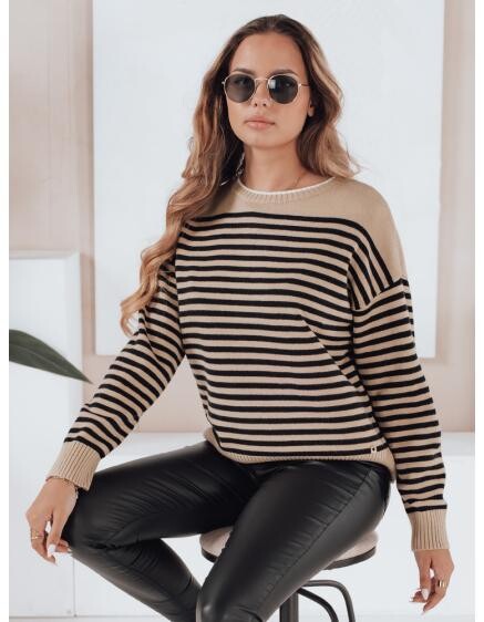 Dámský svetr pruhovaný ELVARA kamelová