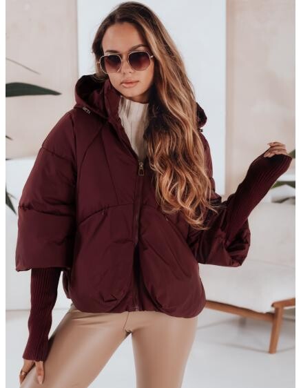 Dámská zimní bunda MISSLAYER s kapucí, vínová