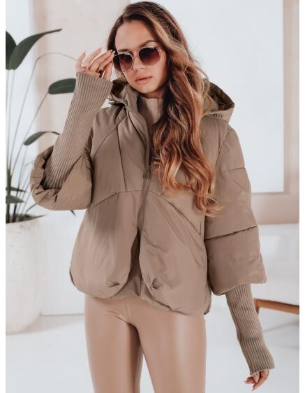 Dámská zimní bunda MISSLAYER s kapucí, tmavě béžová