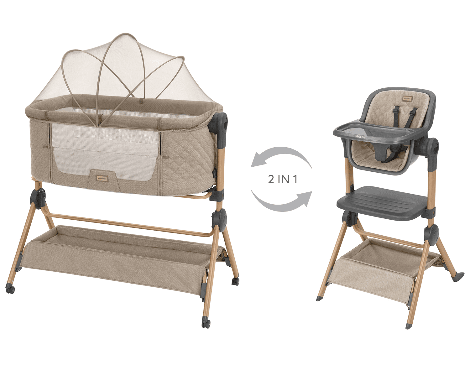 KIKKABOO Postýlka a židlička 2v1 Sleat Me Beige