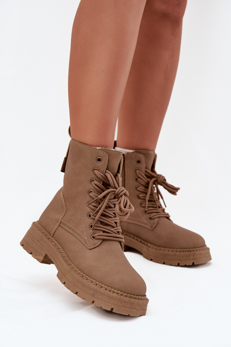 Boto Dámské Botky Workery Na Zip Tmavě Béžové Tirina