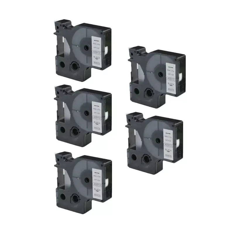 Tonery Náplně Kompatibilní páska s Dymo 40913, S0720680 / 40913, 9mm x 7m cerný tisk / bílý podklad 5-PACK