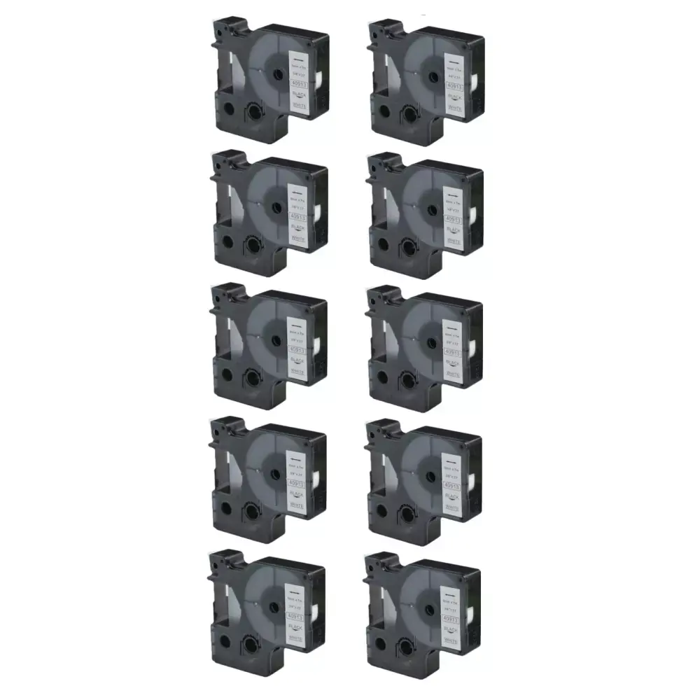 Tonery Náplně Kompatibilní páska s Dymo 40913, S0720680 / 40913, 9mm x 7m cerný tisk / bílý podklad 10-PACK
