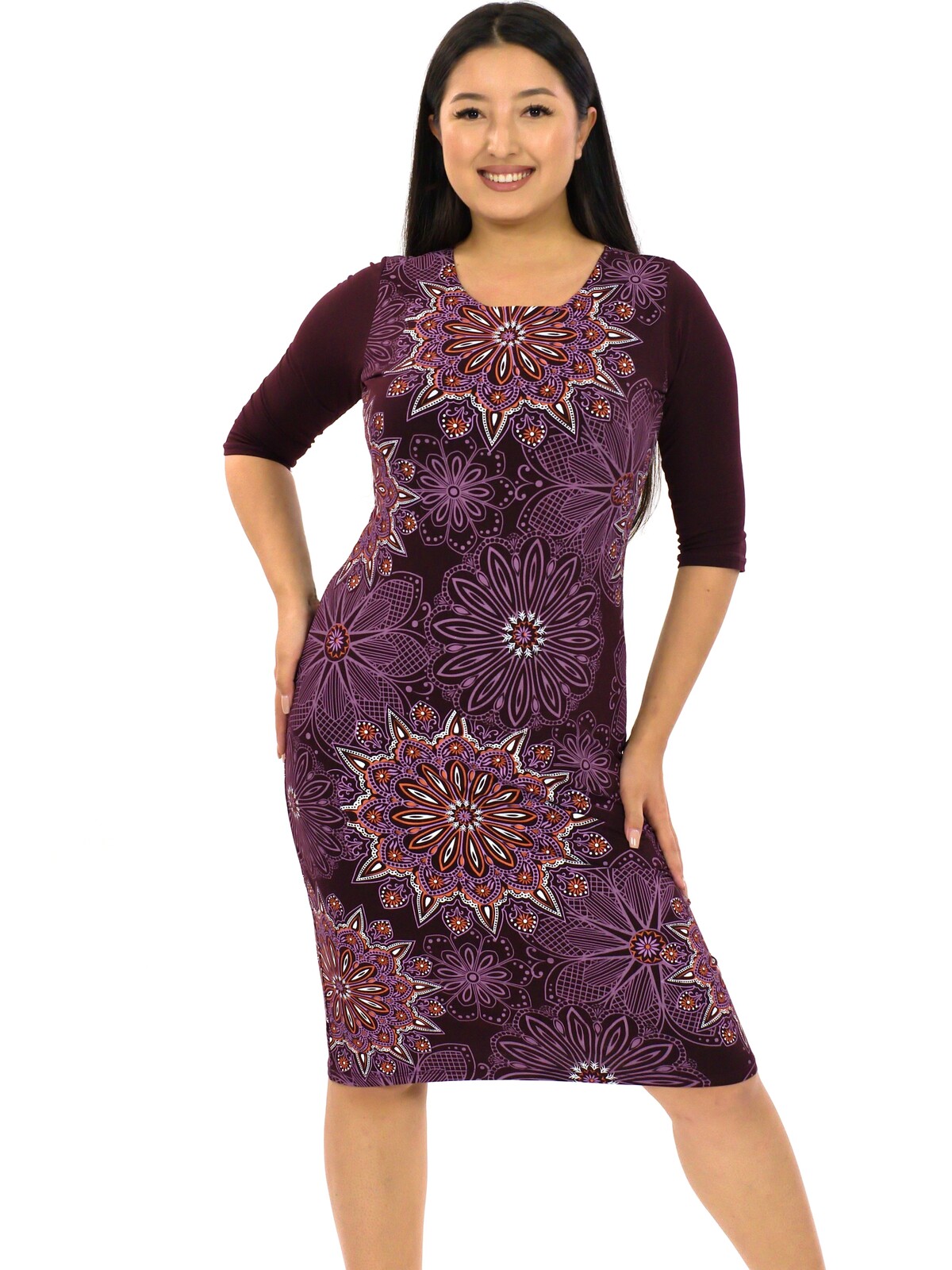 Himalife Šaty s 3/4 rukávem Ellen - vínová Velikost: S