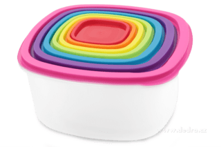 SEDMIKRÁSKA | Sada 7 dóz na uchovávání potravin | s barevnými víky