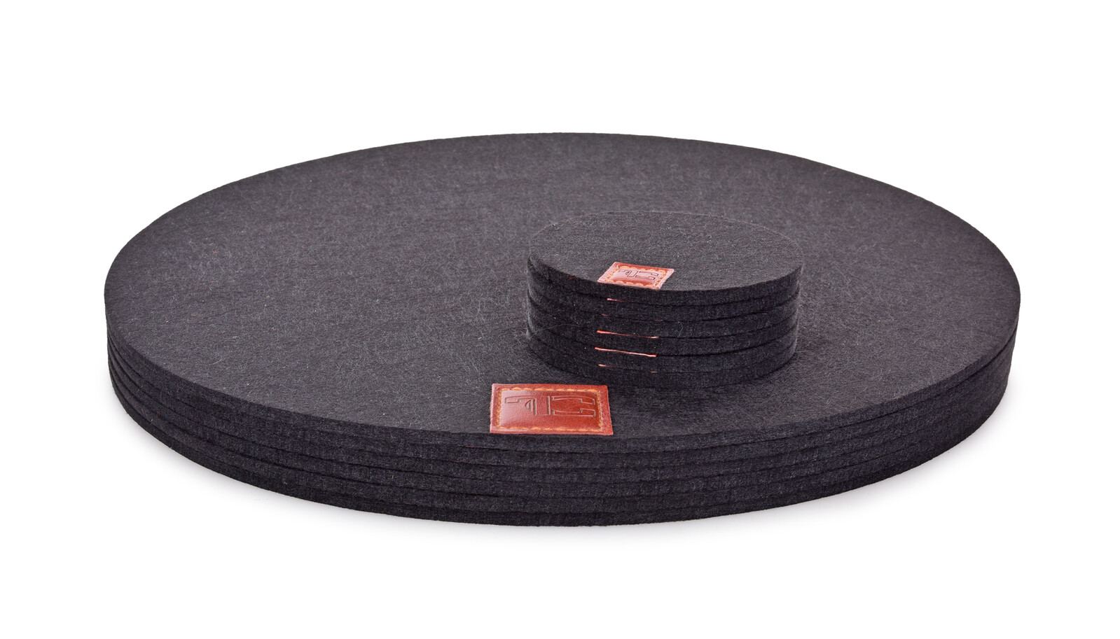 GoEco® | sada 12 ks kulatých prostírání z plsti (filcu) | podložky pod talíře z měkkého materiálu černé