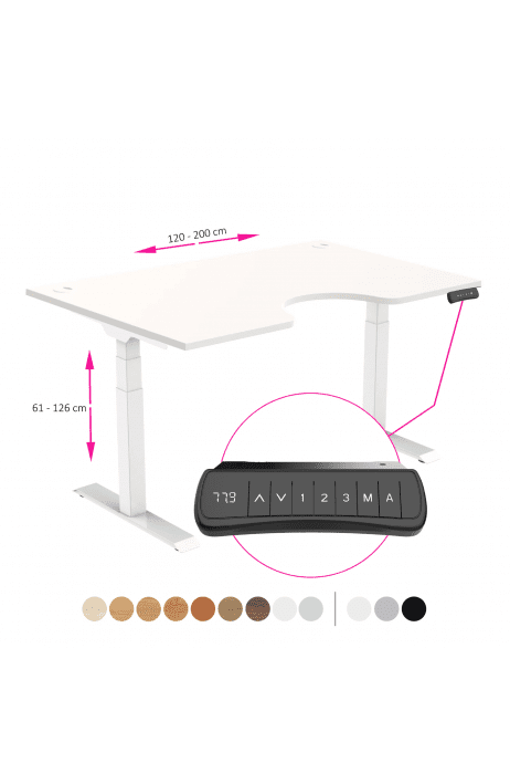 ERGO výškově nastavitelný stůl SKY ERGO bílá / bílá šířka 1200-2000 mm