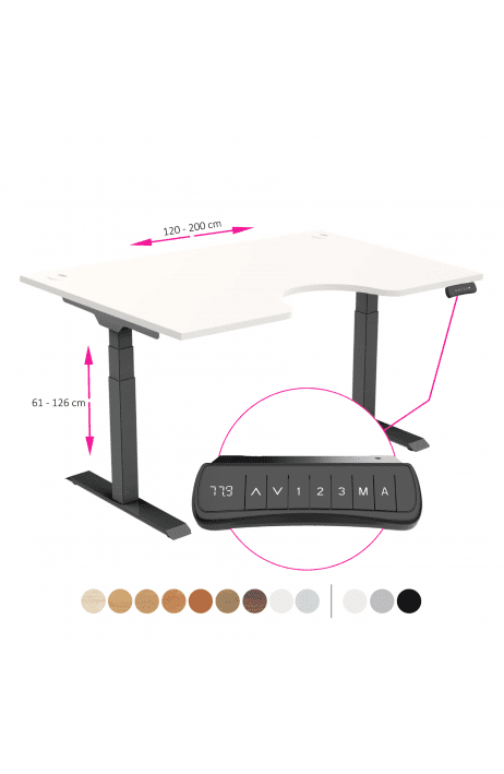 ERGO výškově nastavitelný stůl SKY ERGO bílá / černá šířka 1200-2000 mm