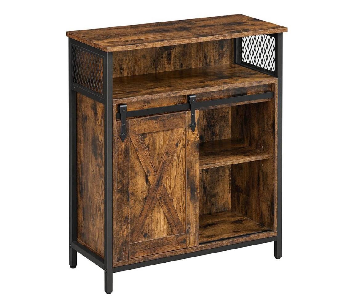 Komoda s posuvným dvířkem FIRA hnědá/černá