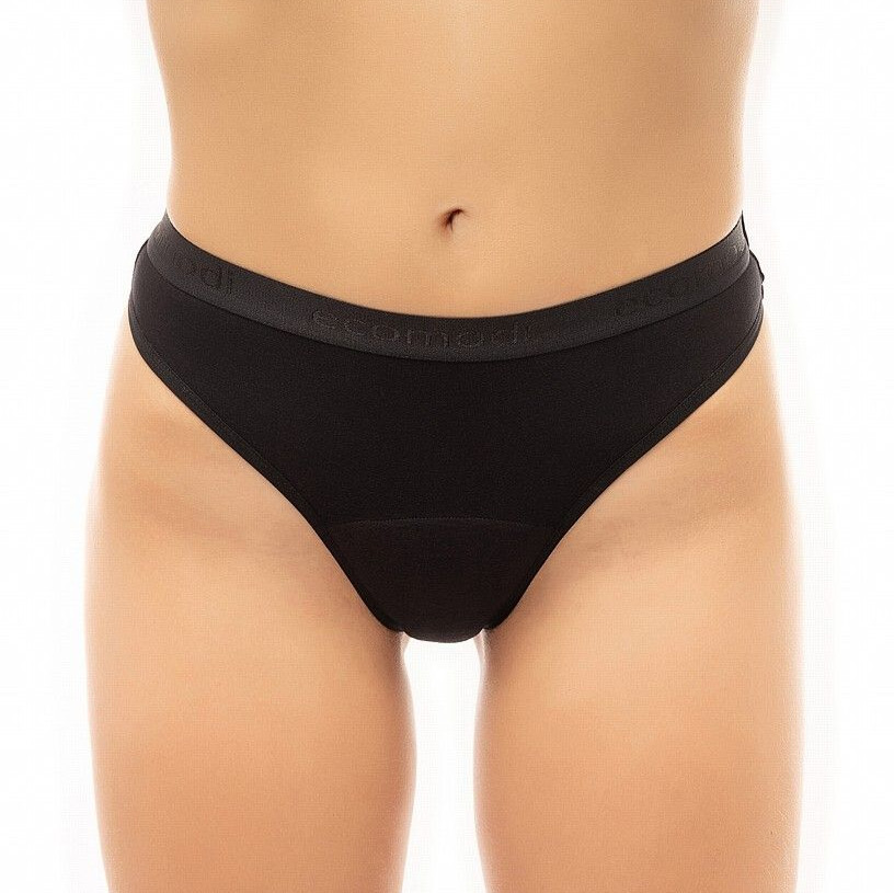 Menstruační tanga Ecomodi moderate bambusová černá (T2B1) L