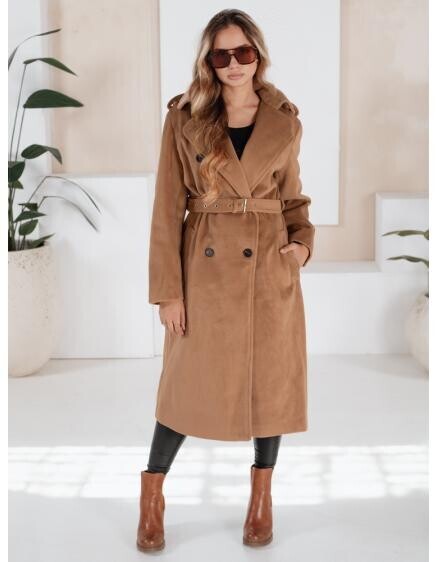 Dámský zimní kabát klasický trenčkot kamelový