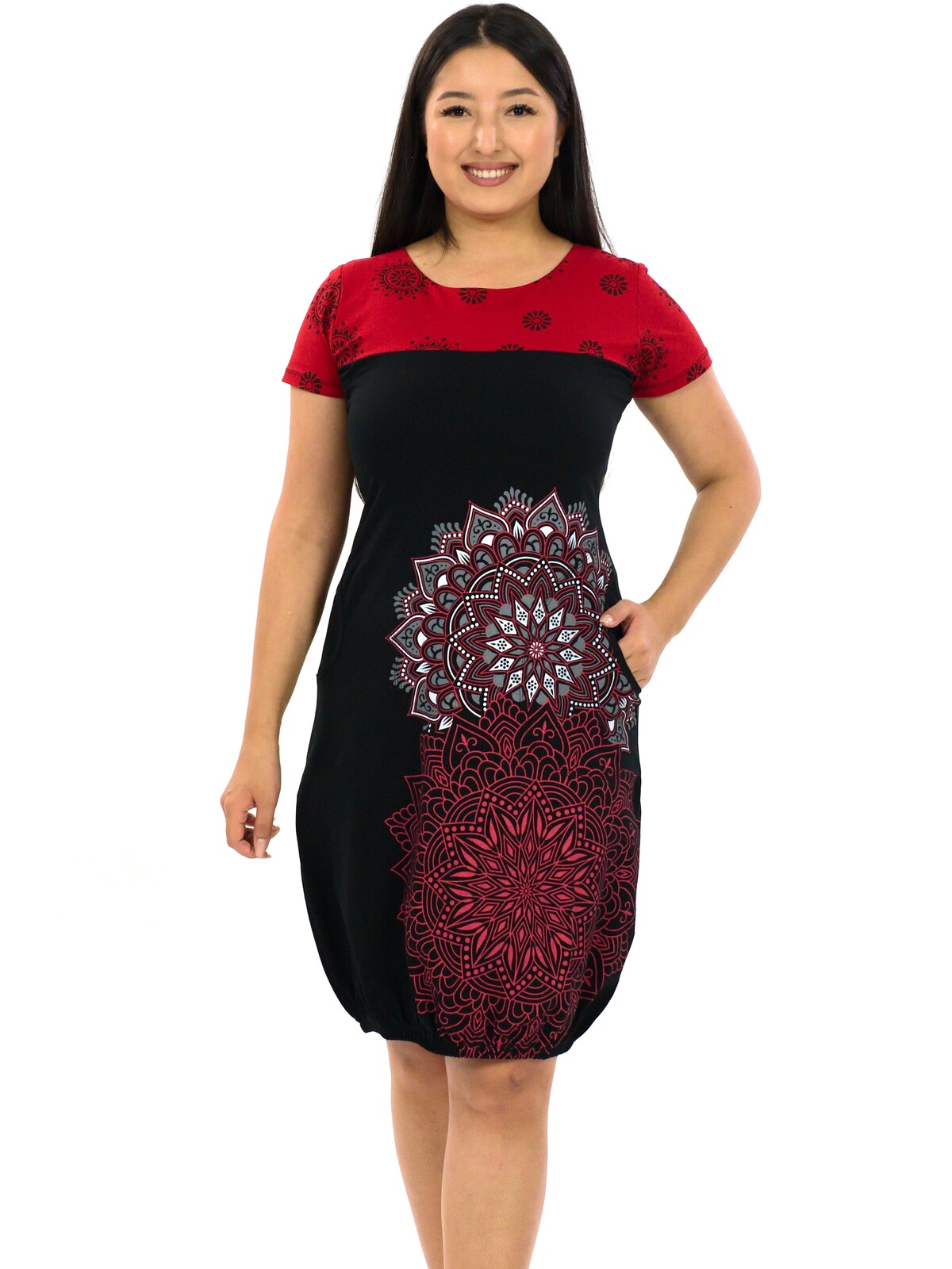 Himalife Balonové šaty Lipa - černá s červenou Velikost: S