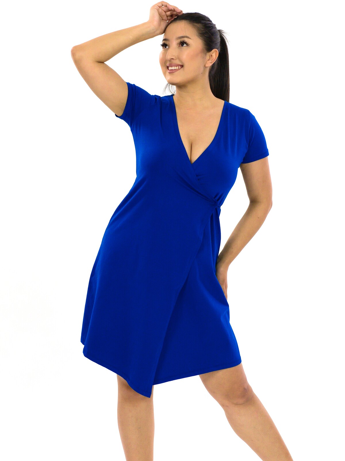 Himalife Zavinovací šaty Plain Meda - královská modrá Velikost: S/M