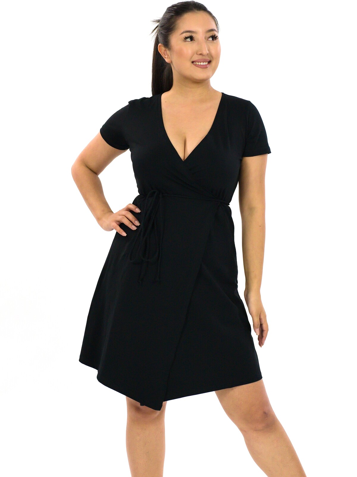 Himalife Zavinovací šaty Plain Meda - černá Velikost: S/M