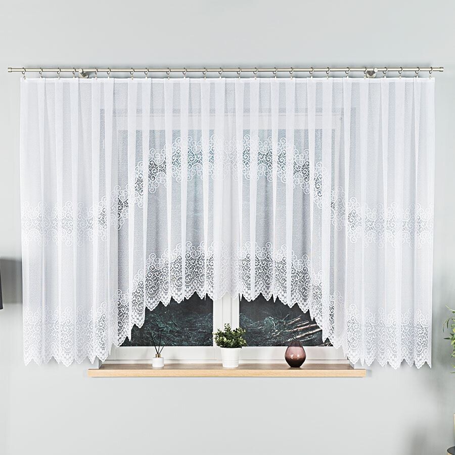 Dekorační oblouková krátká záclona na žabky VIOLETTA 160 bílá 420x160 cm MyBestHome