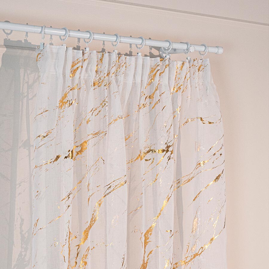 Dekorační vzorovaná záclona s řasící páskou MARMA bílá/zlatá 140x250 cm (cena za 1 kus) MyBestHome