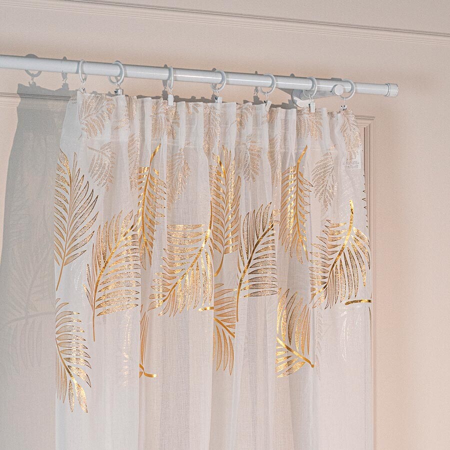 Dekorační vzorovaná záclona s řasící páskou MARIETTA bílá/zlatá 140x250 cm (cena za 1 kus) MyBestHome