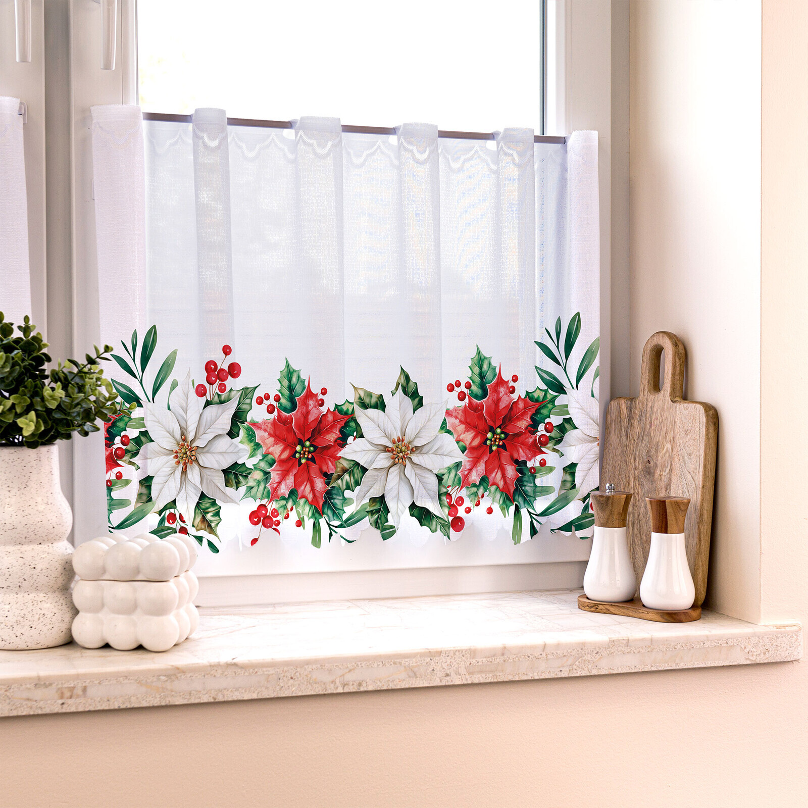 Dekorační vánoční metrážová vitrážová záclona BETLÉMSKÁ HVĚZDA výška 50 cm MyBestHome