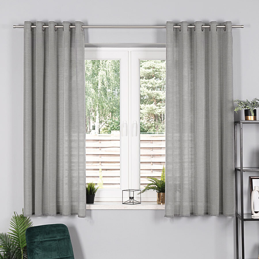 Dekorační JEMNÝ krátký závěs s kroužky BASIC šedá 145x170 cm (cena za 1 kus) MyBestHome