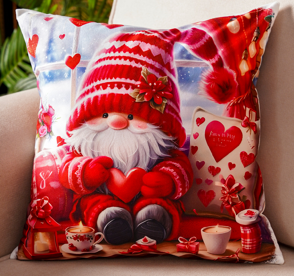 Vánoční polštář ELF IN LOVE 45x45 cm Mybesthome Varianta: Povlak na polštář s prošívanou výplní, 45x45 cm