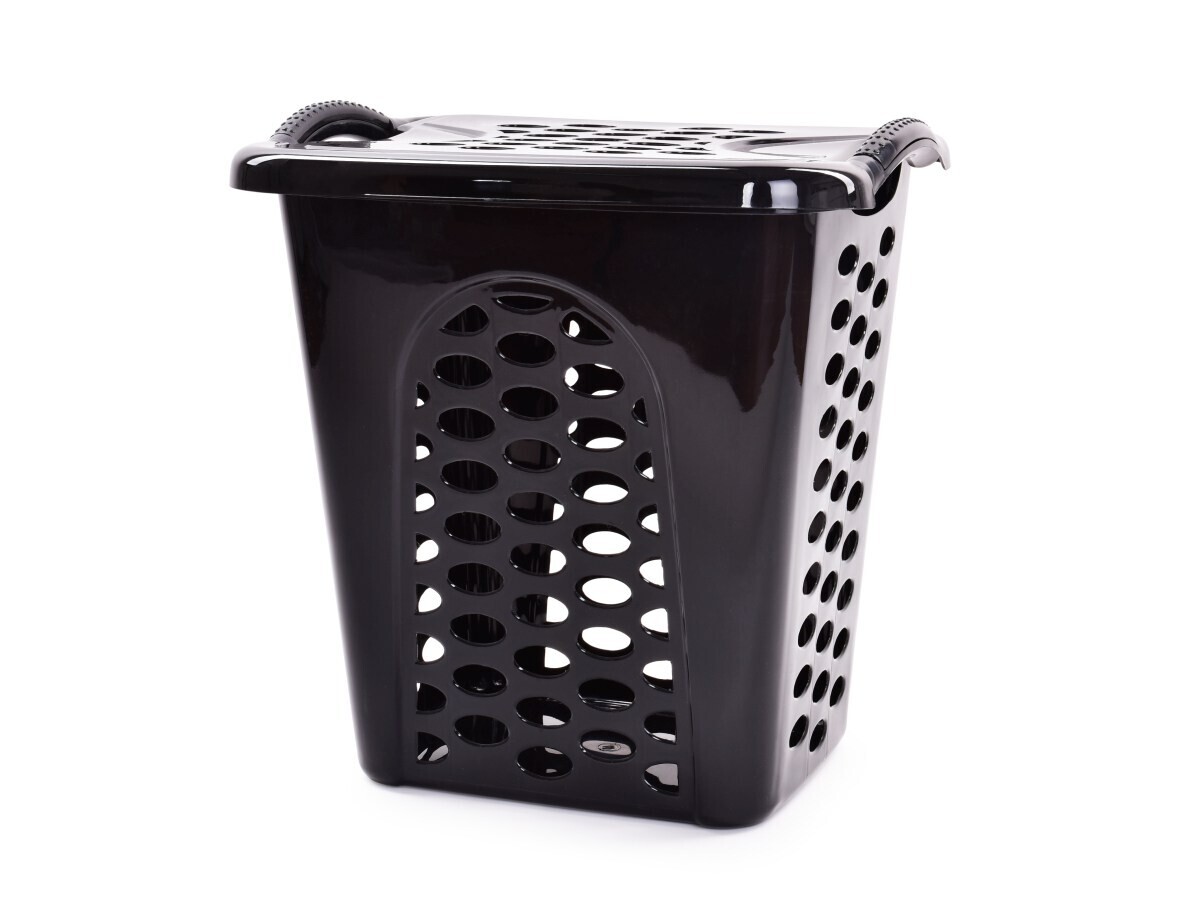 XL ROBUSTON | černý koš na prádlo s vyklápěcím víkem | výška 58 cm