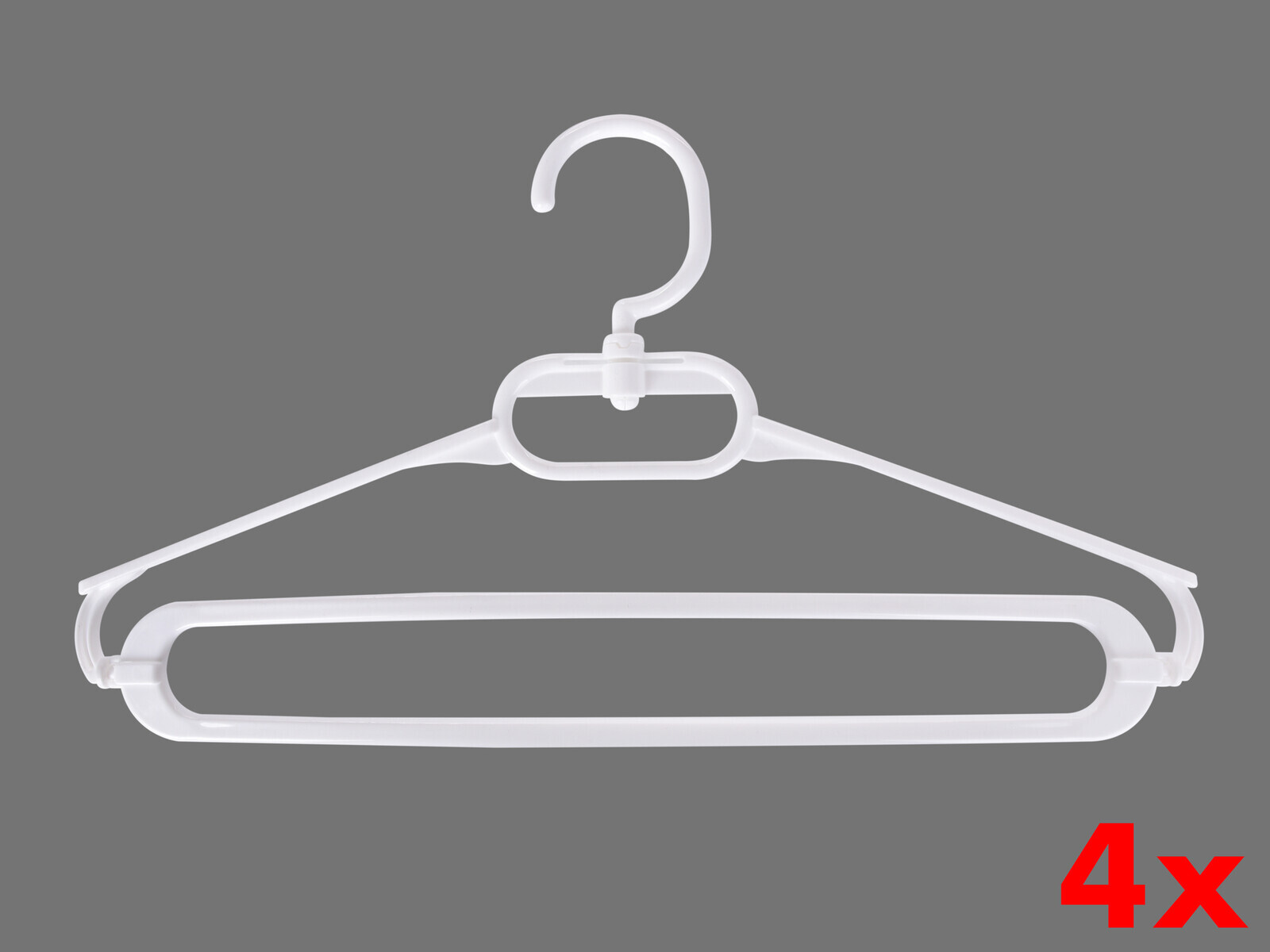 PRAKTIK | sada 4 ks multifunkční ramínko s otočným háčkem, DUO zavěšením a očkem na doplňky