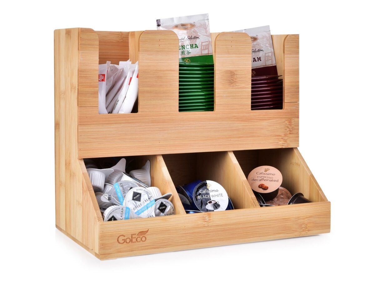 GoEco® | bambusový organizér do kuchyně | na porcované čaje a kávové kapsle