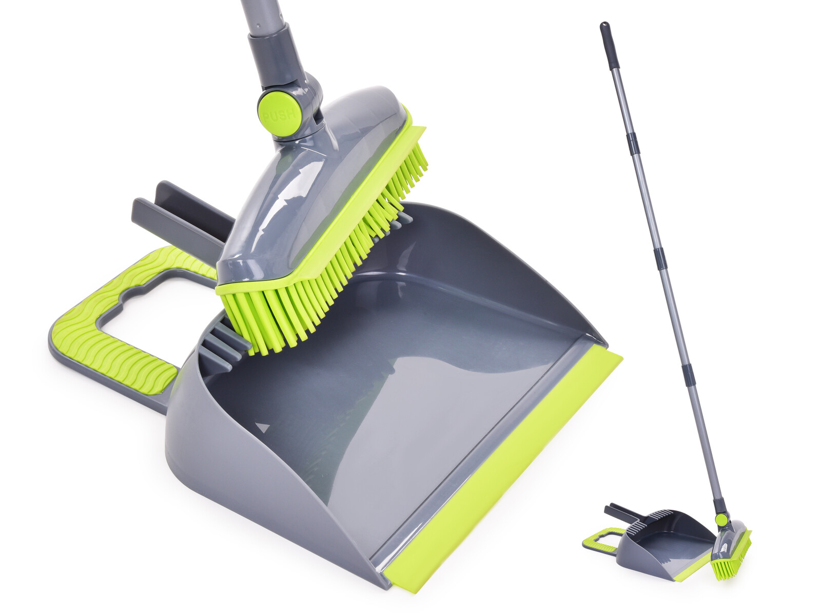 STĚRKOSMETÁK® 5v1 | teleskopický smeták se silikonovými štětinami, stěrkou a nášlapnou lopatkou