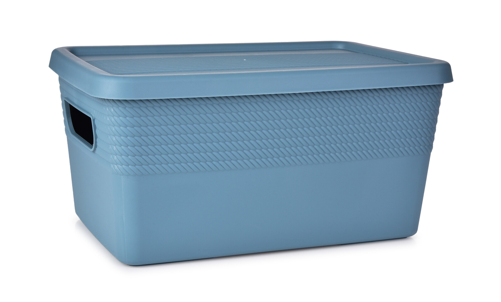 PRAKTIK | úložný box s víkem | 27,5 cm šedomodrý