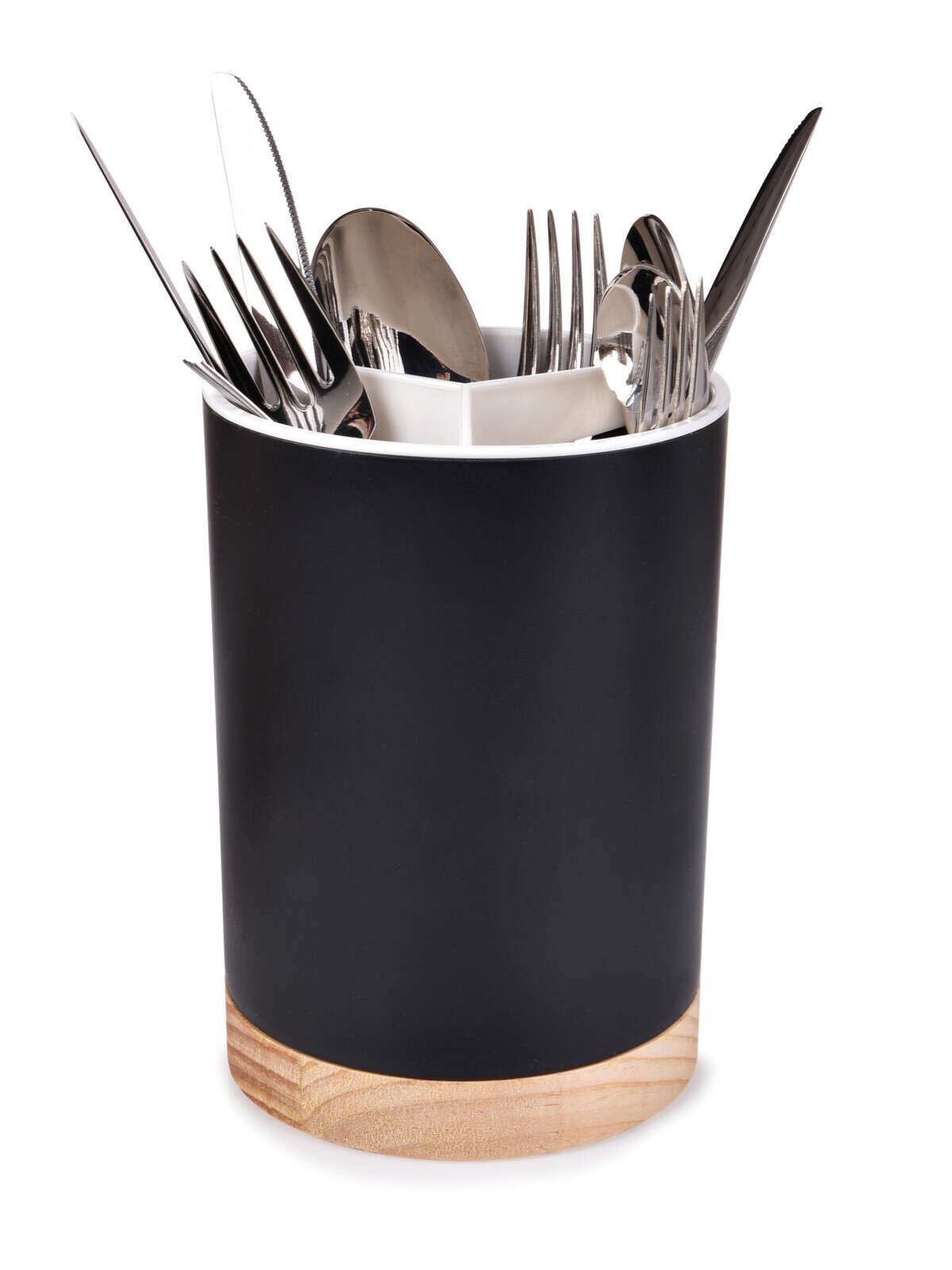 PRAKTIK | stojan & odkapávač na kuchyňské náčiní a příbory | ⌀12 × v 16,5 cm černý