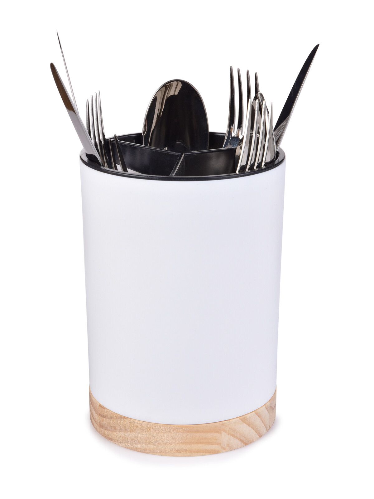 PRAKTIK | stojan & odkapávač na kuchyňské náčiní a příbory | ⌀12 × v 16,5 cm bílý