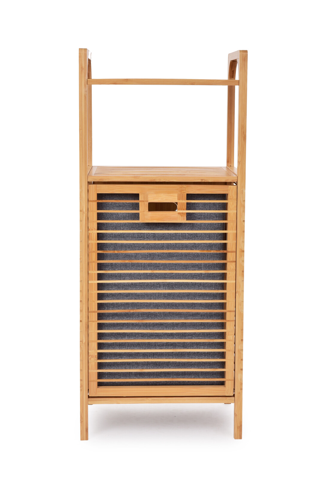 GoEco® | Bambusový regál s výklopným košem na prádlo a poličkou | 95 cm