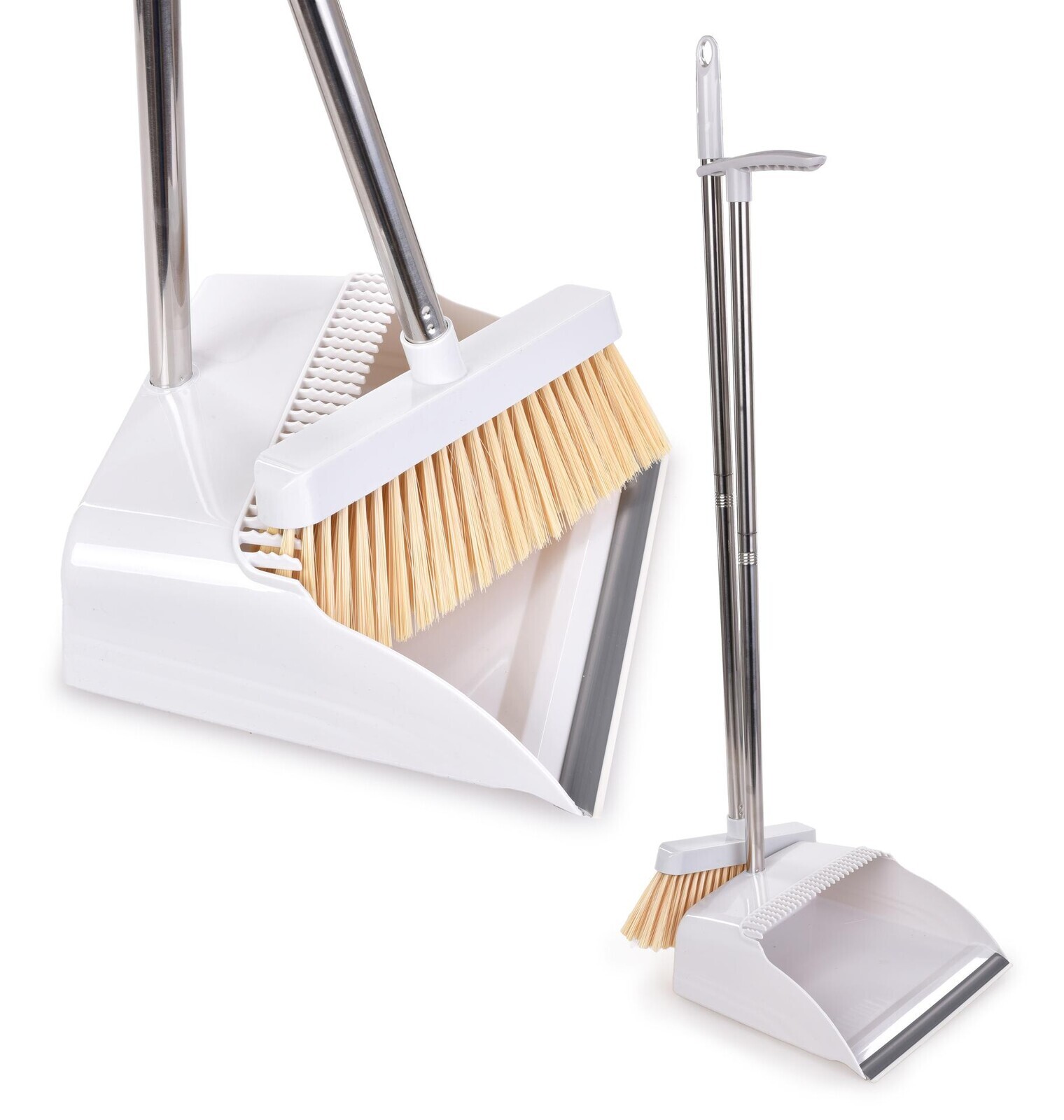 NEHRBÍCÍ DUO | 2v1 smeták s dlouhou rukojetí a vyčesávací lopatkou | 91 cm