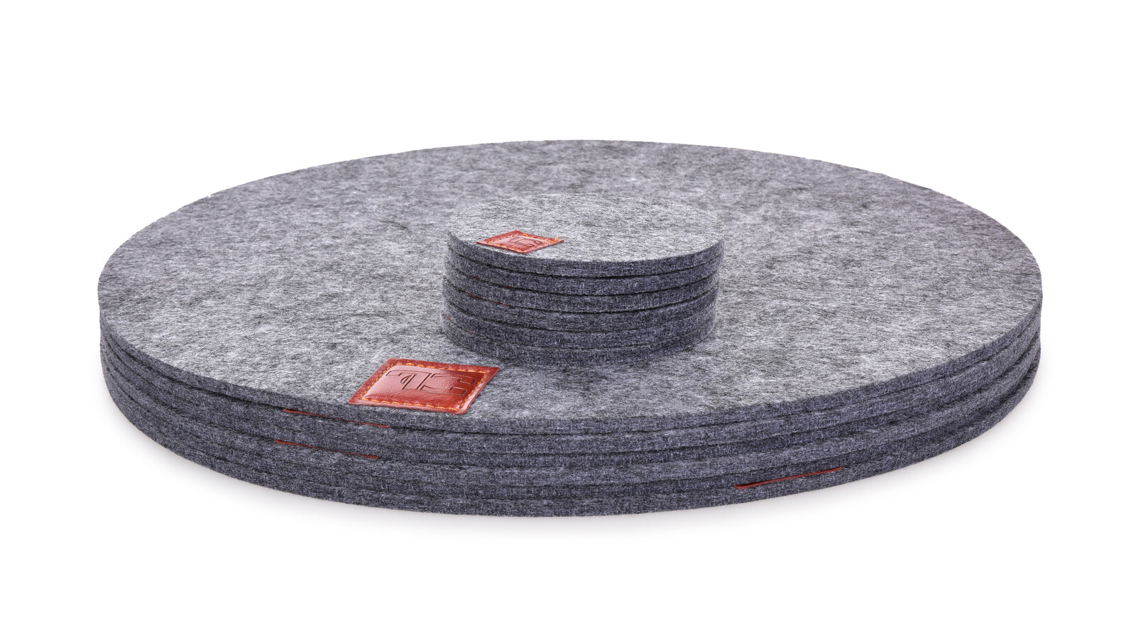 GoEco® | sada 12 ks kulatých prostírání z plsti (filcu) | podložky pod talíře z měkkého materiálu šedé