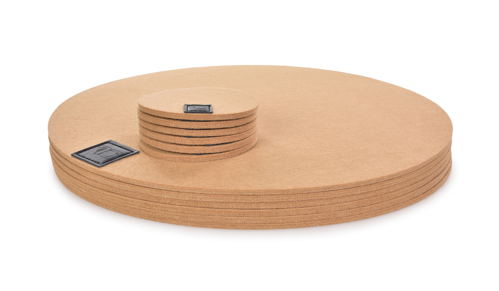 GoEco® | sada 12 ks kulatých prostírání z plsti (filcu) | podložky pod talíře z měkkého materiálu béžové MOCCA