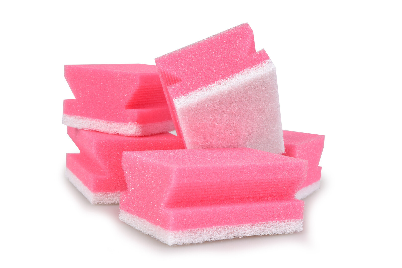 SHINEX | 5 ks univerzální kuchyňské houbičky s drsnou stranou | růžové dvouvrstvé